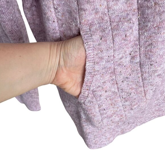 SAN FRANSISCO Like New Light Pink Sweater Pearl-Like Buttons Kangaroo Pocket Med - Picture 4 of 16